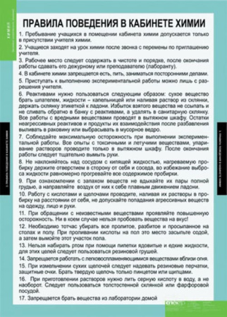 Основы химических знаний. Правила проведения лабораторных работ (Комплект таблиц 6 шт. Химия)