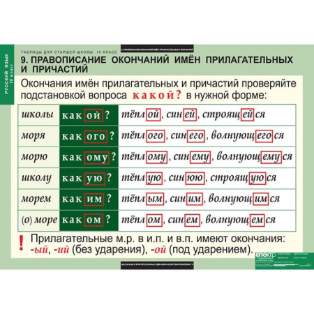 Русский язык (Комплект таблиц 19 шт. 10 кл.) 5-8661-019