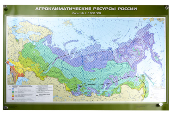 Агроклиматические ресурсы России, 100x140 см (Карта. География 8-9 кл.) КН-0801