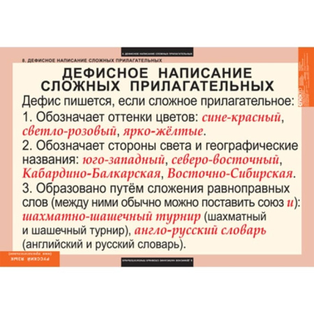 Имя прилагательное (Комплект таблиц 9 шт. Русский язык) 5-8506-009