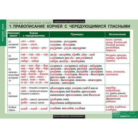 Русский язык (Комплект таблиц 19 шт. 10 кл.) 5-8661-019
