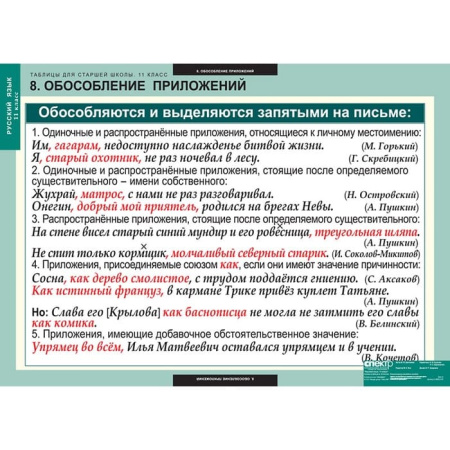 Русский язык (Комплект таблиц 16 шт. 11 кл.) 5-8662-016